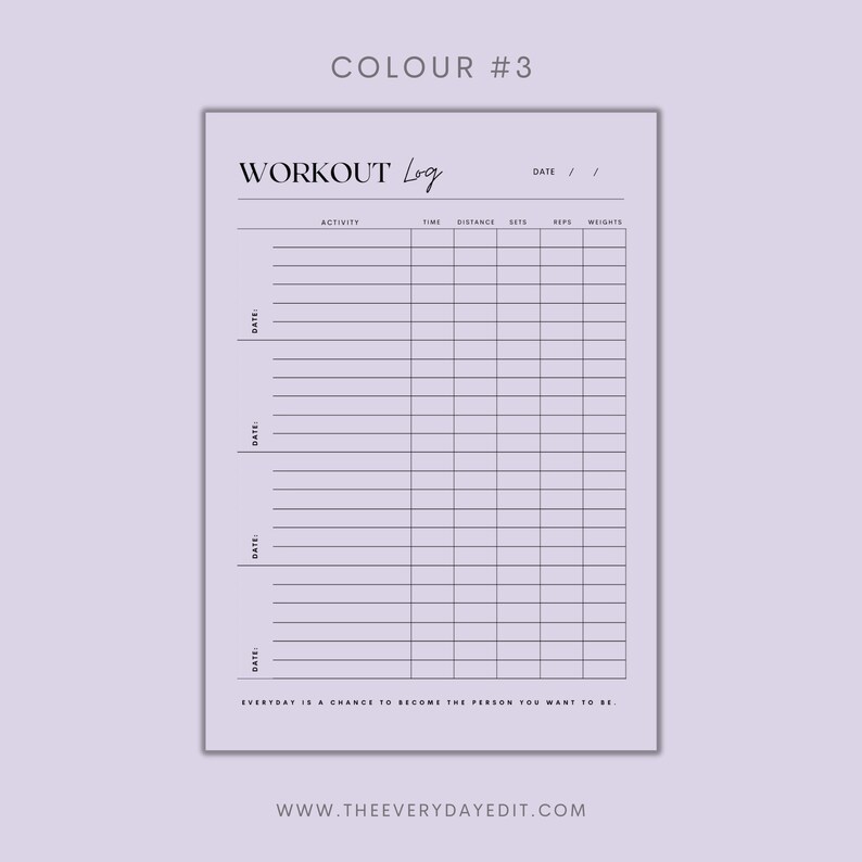 Workout Log Printable, Workout Planner Printable, Workout Tracker, Fitness Planner, Fitness Log ...