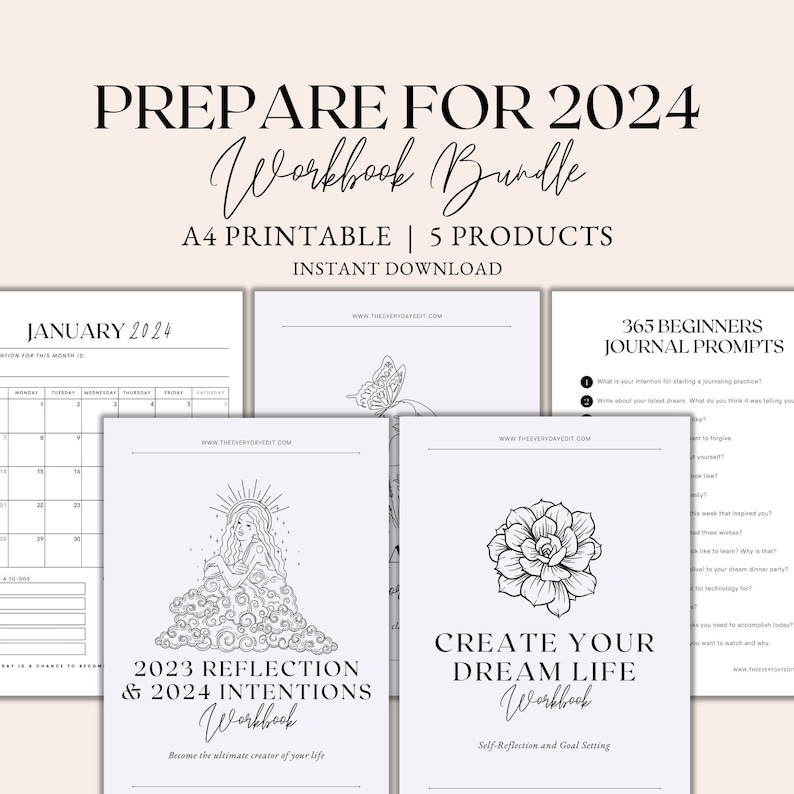Prepare for 2024 Workbook Bundle, 2024 Yearly Planner Printable, Life