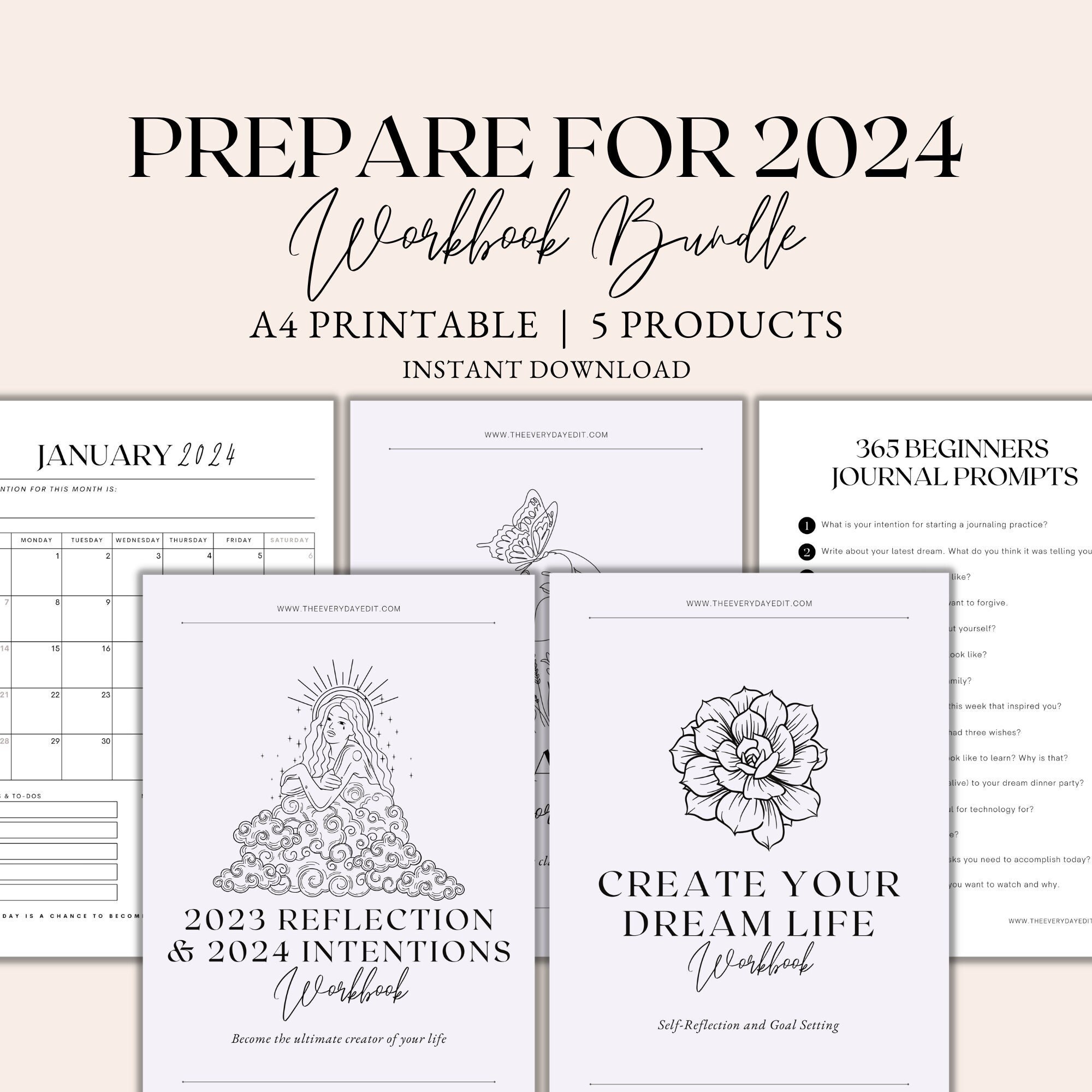 Prepare for 2024 Workbook Bundle, 2024 Yearly Planner Printable, Life