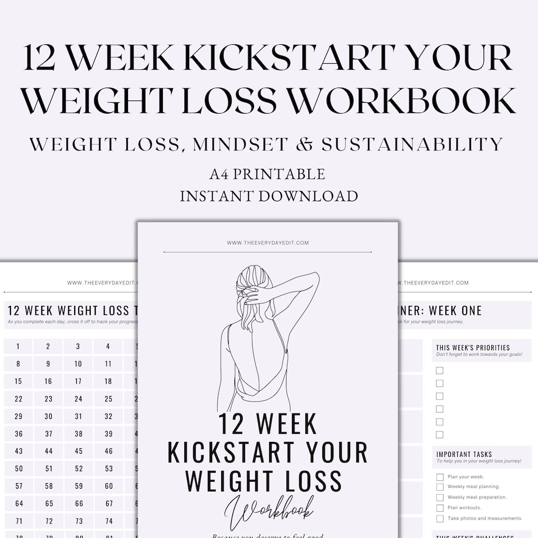 12 Week Kickstart Your Weight Loss Workbook, Weight Loss Planner