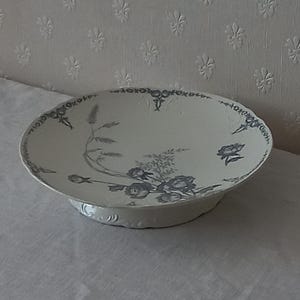 Antique cake stand by Societe Ceramique Maastricht decor Nemone, Antique Dutch dish, Antique Dutch ironstone dish.