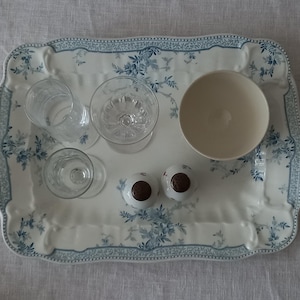 19th Antique English Ironstone serving platter by Royal Semi Porcelain decor Ëton, Antique English Ironstone dish.