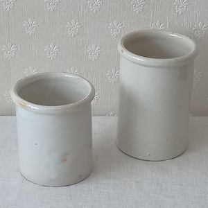 Antique French Glazed Terra Cotta Confit Pots, Set of 2