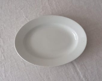 Antique Petrus Regout Maastricht White Oval Serving Platter, Late 1800's