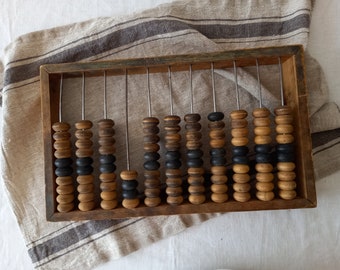 Large Antique French abacus with wooden beads, farmhouse decor, farmhouse style