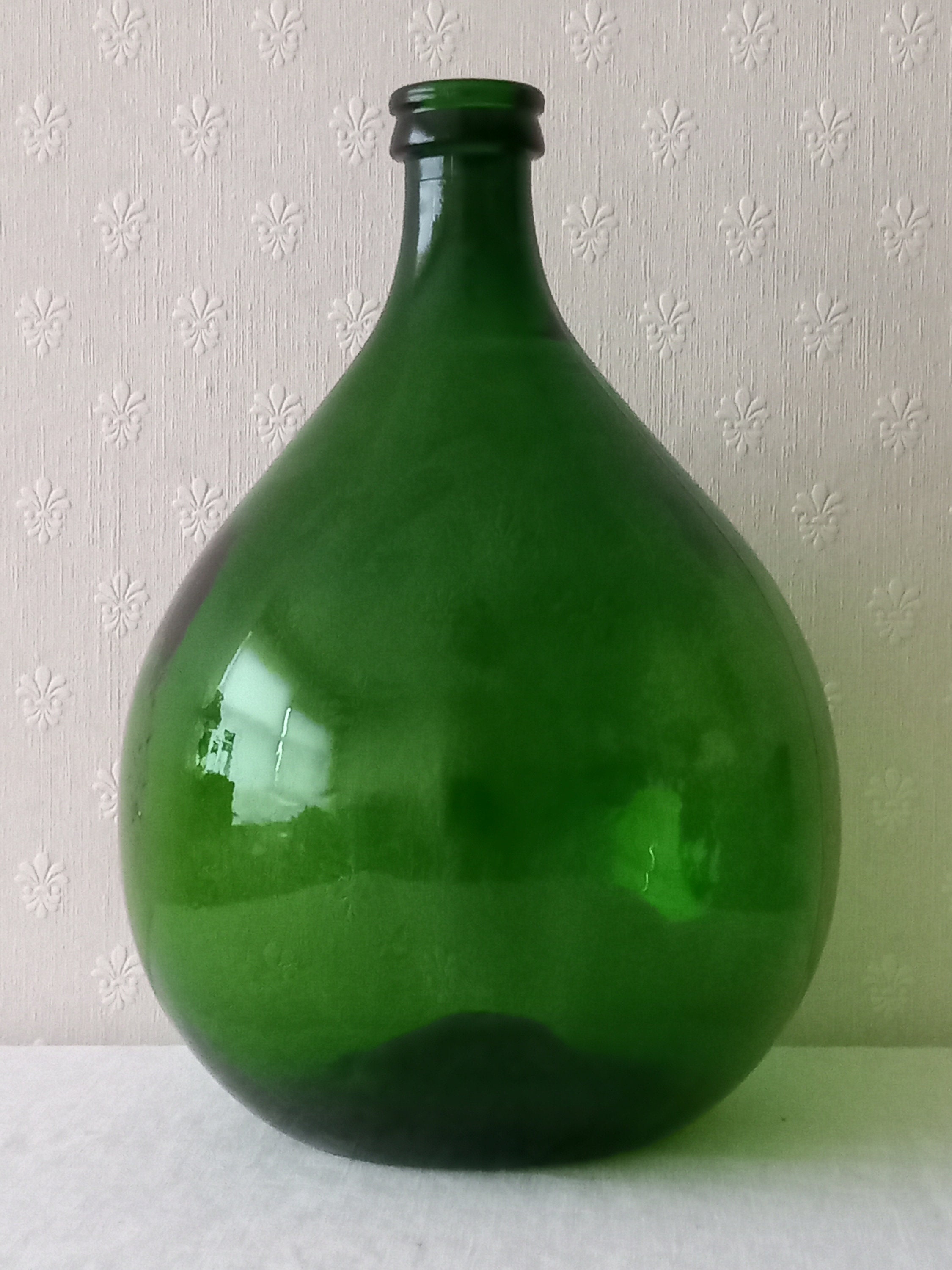10 Liters Old French Green Glass Bottle Dame Jeanne Demi John Bottle - Etsy