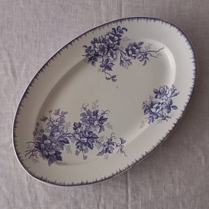 XL Antique dutch oval serving platter by Societe Ceramique Maastricht decor Olga/Big size oval platter/farmhouse kitchen decor