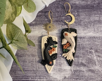 Mismatched Koi Fish Earrings: Polymer Clay Celestial Boho Jewelry