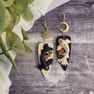 Mismatched Koi Fish Earrings: Polymer Clay Celestial Boho Jewelry
