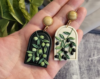 Mismatched Olive Branch Earrings, Green Statement Earrings, Unique Statement jewelry, Unique floral Earrings, Olive Branch Drops, Floral