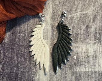 Mismatch Angel Devil Wing Earrings: Goth Feather Jewelry