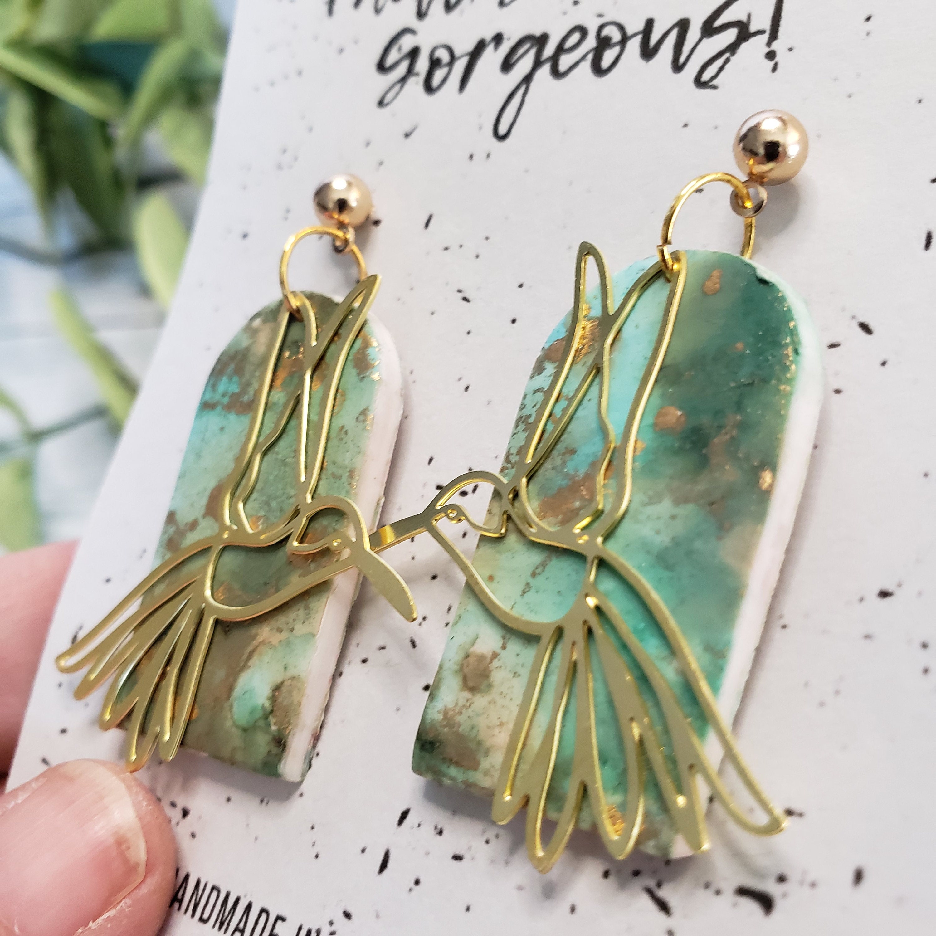 Humming bird Earrings Polymer Clay Earrings Handmade Etsy