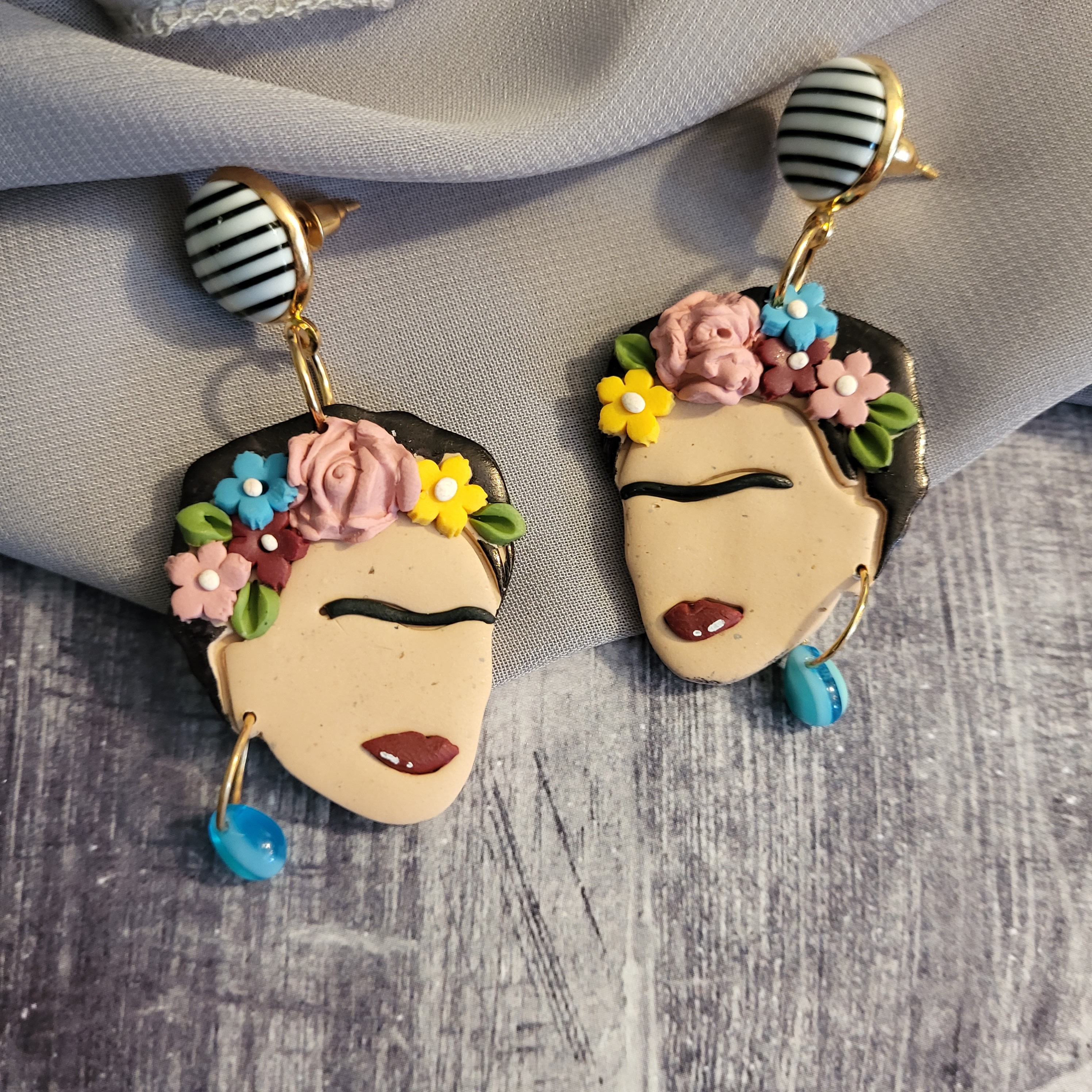Frida Kahlo Earrings Frida dangles Artist Gift Jewelry Artist Earrings Polymer Clay Earrings Goddess jewelry Iconic women Earrings Etsy