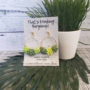 Succulent earrings, Big Hoops, Statement Earrings, Succulent jewelry, Plant jewelry, Botanical earrings, succulent, plant mom, desert image 8