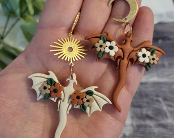 WEVENI Acrylic Fantasy Dragon Earrings - Dangle Dragon Earrings, Colorful Dinosaur Jewelry, Western Aesthetic Gift For Women - View #3