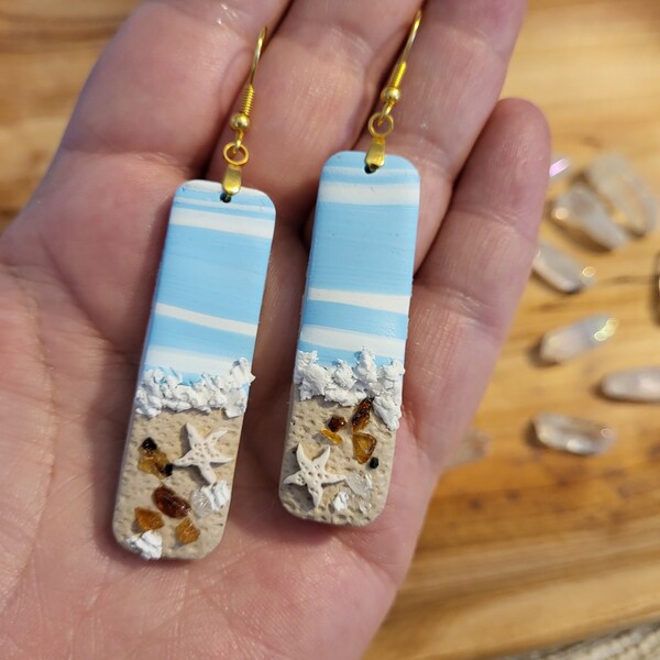 Perfect Beach Earrings, Summer Earrings, Beach jewelry, ocean jewelry, Vacation Earrings, Seaside Statement Earrings, Water Lover, Cottage