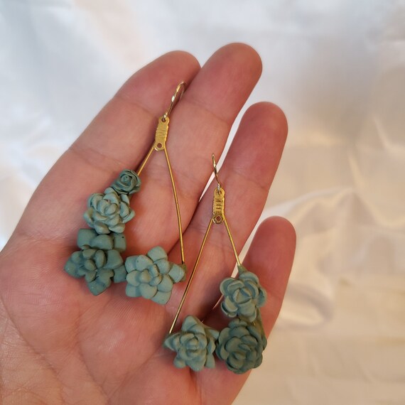Triangle Succulent Earrings Pyramid Statement Earrings