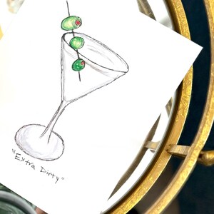 Martini-print | Martini-aquarel | Cocktailwaterverf | Handgeschilderde cocktail | Cocktailkunstwerk | Decoratie barwagen | Martini | Extra vies