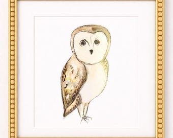 Wise Little Owl – Nursery Watercolor Art Print (11” x 8.5”)