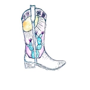 Howdy | Cowgirl Art | Western Watercolor Painting | Western Decor | Cowboy Artwork | Cowboy Boot | Cowgirl Painting
