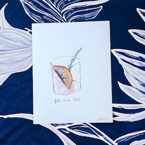 Cocktail aquarelprint | Handgeschilderde cocktailkunst | Cocktailmuurkunst | Kunstwerk | Woondecoraties | Decoratie barwagen | Drink Me