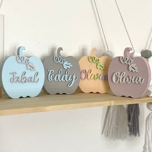 Personalised Pastel Wooden Pumpkins - Pastel Halloween Decor - Rainbow Pumpkins - Rainbow Halloween - Halloween Props - Autumn Decor