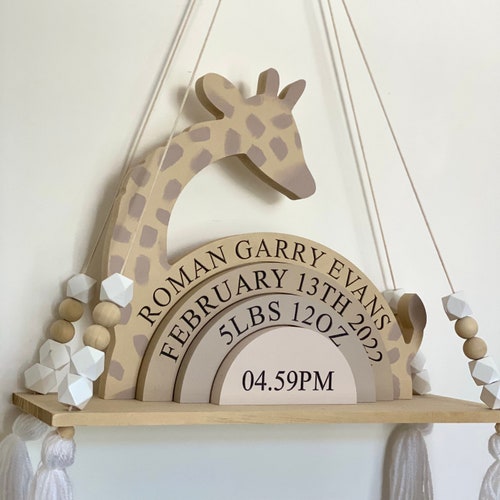 Giraffe Stacker Shelfie Personalised Safari Themed Nursery Etsy