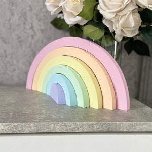 Rainbow Nursery Decor Rainbow Engraved Stacker Personalised Rainbow Stacker Rainbow Baby Gift Pastel Nursery Decor New Baby Gift image 2