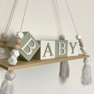 Personalised Sage green baby blocks wooden name letter cubes stacking boy sage green nursery decor theme baby shower gift newborn khaki