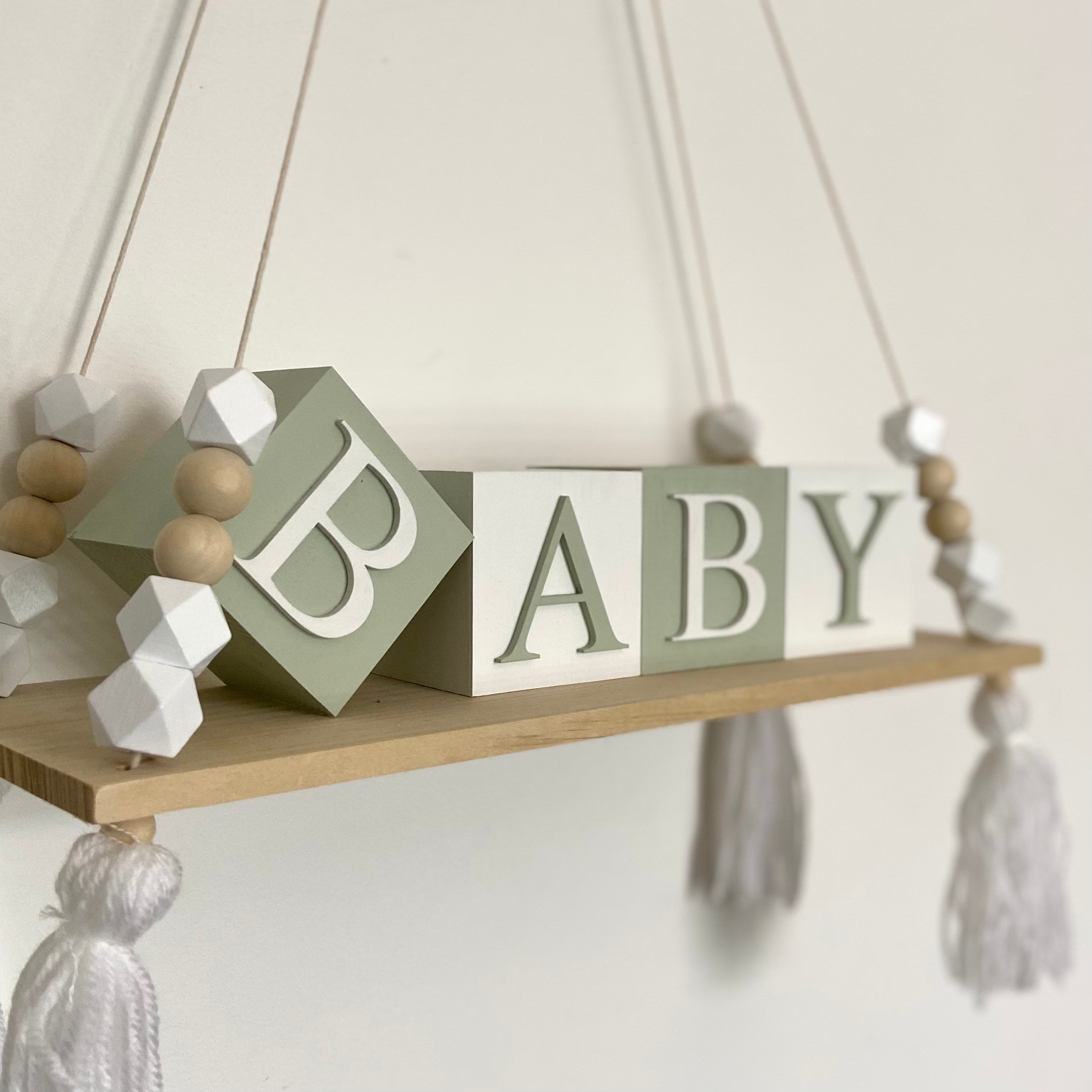 Personalised Sage Green Baby Blocks Wooden Name Letter Cubes - Etsy