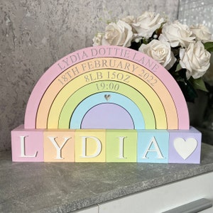 Rainbow Nursery Decor Rainbow Engraved Stacker Personalised Rainbow Stacker Rainbow Baby Gift Pastel Nursery Decor New Baby Gift image 5