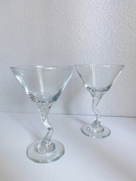 Vintage Libbey ZigZag Martini Glass Pair Etsy