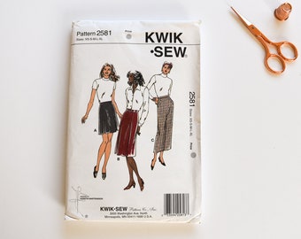 Kwik Sew 2581 Vintage 1990s Sewing Pattern Ladies Womens Skirts - UNCUT / FACTORY FOLDED