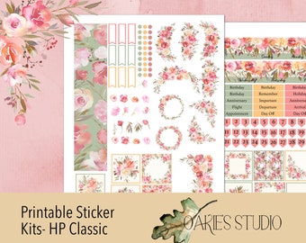 Orange and Pink Flower Floral Happy Planner Calender Monthly Kit Printable Cut Files