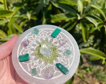 Magical Clarity & Healing Grid- Fluorite, Lady Annabella Fluorite, Malachite, Peridot, Opalite Unicorn, Satin Spar