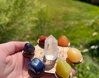 Growth & Healing Crystal Grid Kit – Metatron's Cube, Quartz, Mookaite