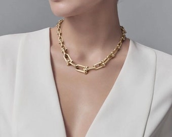 18K Gold Filled Extra Chunky Gold Link Necklace, Gold Layered Necklace