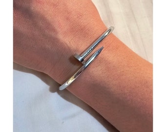 Damenschmuck • Armreif mit Edelsteinen • Geschenke für Frauen • Nagelsilberarmband – 925er Sterlingsilber – ein Armband