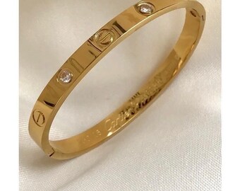 Women's Jewelry • Bangle with Gemstones • Gifts for Women • Gold Bracelet -925 Sterling Silver - One Bracelet