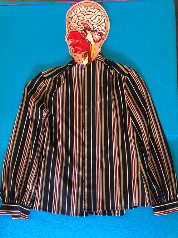 Vintage John Meyer blouse late 70s striped, size … - image 2