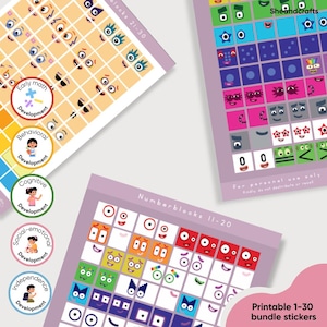 Printable 1-30 Numberblock Sticker | Learning math blocks | Preschool Kids Study | Mathcube, Mathblocks