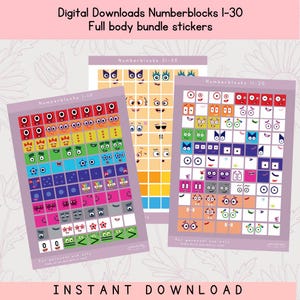 印刷可能な1～30のナンバーブロックステッカー | 算数ブロック学習 | 幼稚園児向け学習 | マスキューブ、マスブロック