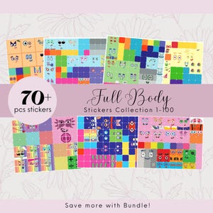 Custom Number full body blocks Stickers | Blocks Math number | Educational kids Preschool Gift, Birthday sticker |Montessori Toy