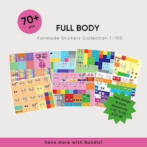 Numberblock 1-100 Fanmade Stickers | Mathlink Cubes, Montessori Learning, Christmas Gift | PreK, School, Birthday Gift