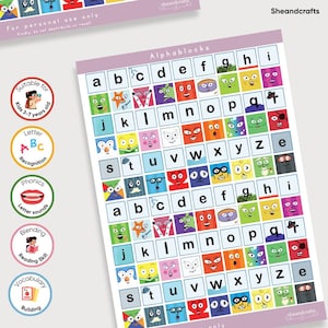 Afdrukbare alfablokstickers: wiskundige koppelingsblokjes, montessorionderwijs | Kerstcadeau, PreK School, kindercadeau