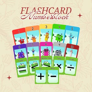 17 tarjetas didácticas de Numberblocks / Tarjetas Montessori de matemáticas para preescolar / Actividad para niños