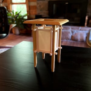 Custom Japanese Table Lantern, Wood Asago Lantern, Handmade Wooden Shoji Table Lamp, Tea Light Morning Glory Lantern