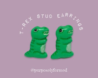 T-Rex stud earrings | Rawr jewelry | dinosaur earrings | Tyrannosaurus rex earrings | miniature dinosaur