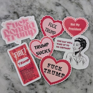 Pack d&#39;autocollants anti-Trump – Lot de 7 autocollants politiques rigolos | Stickers libéraux audacieux | Pas mon président | Art de protestation