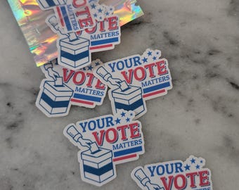 Your Vote Matters Sticker, Mini Political Sticker,  Waterproof Vinyl, Dishwasher Safe, 1.5 Inch Voting Rights Decal